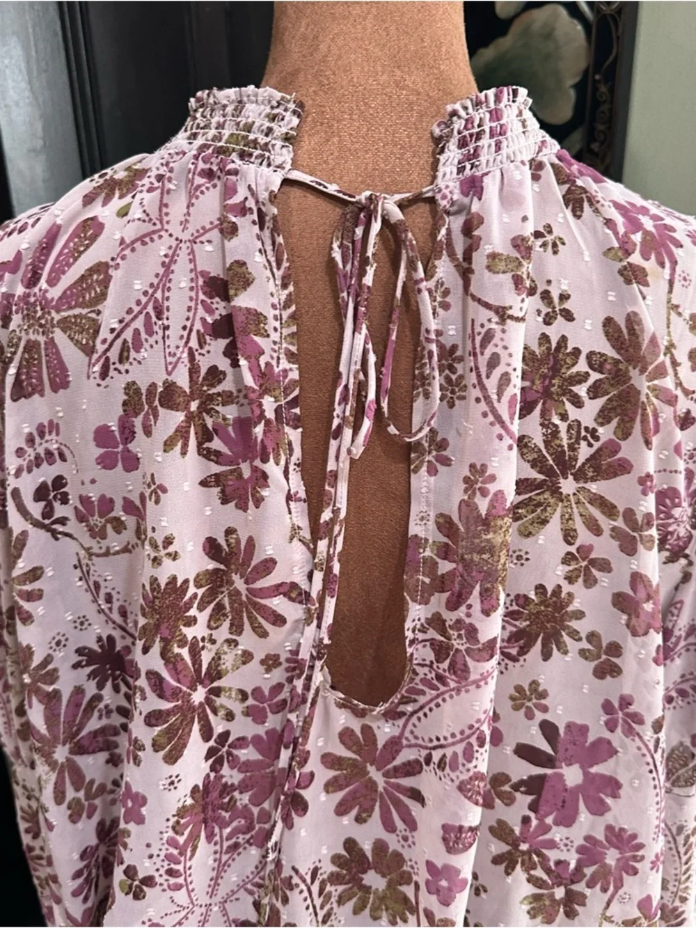 Free People Clarissa Printed Top – Lilac Grey Combo – Size Medium
